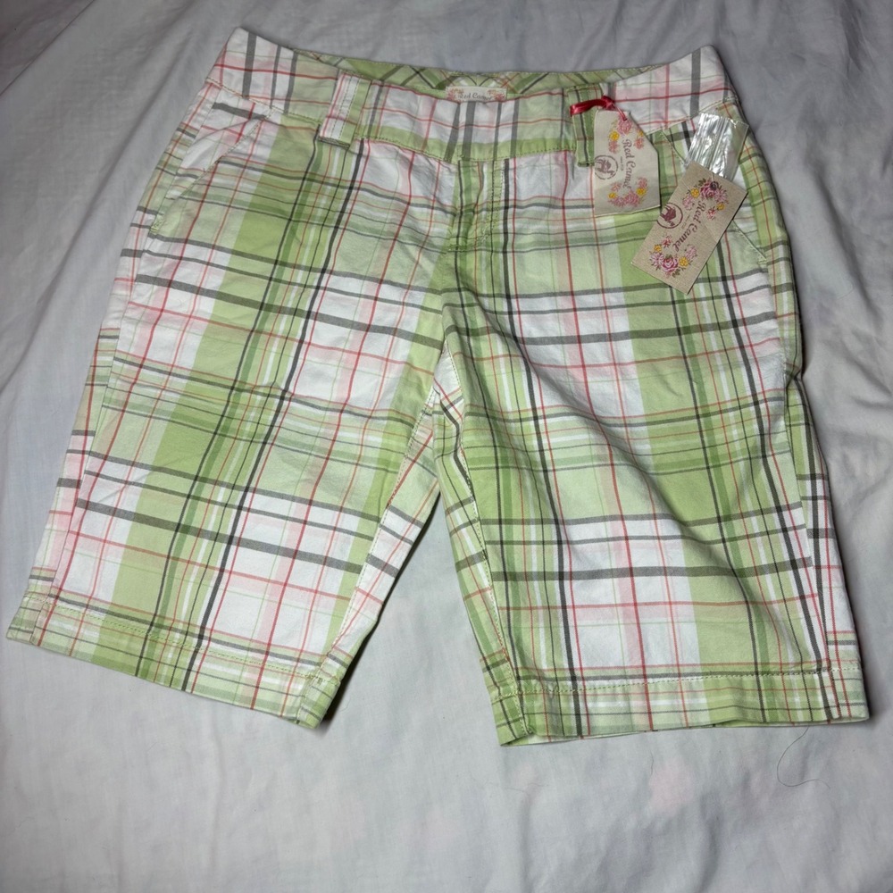 Red‎ Camel Womens Green Plaid Bermuda Shorts Size 5 Cotton Preppy Summer New NWT